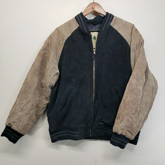 Northwest Territory Other - VTG Northwest Territory Leather Varsity Jacket Mens Large Blue Tan Suede Bomber